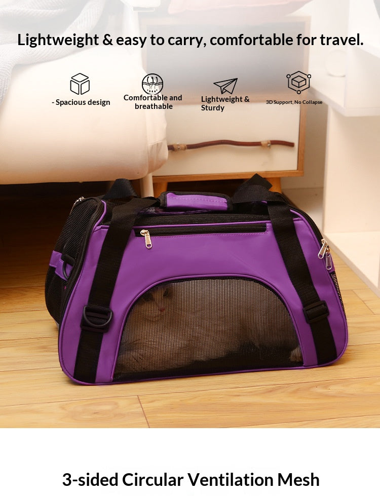 Lightweight, breathable, portable pet carrier/slingback bag/foldable cat bag/cat carrier for easy carrying when out and about.