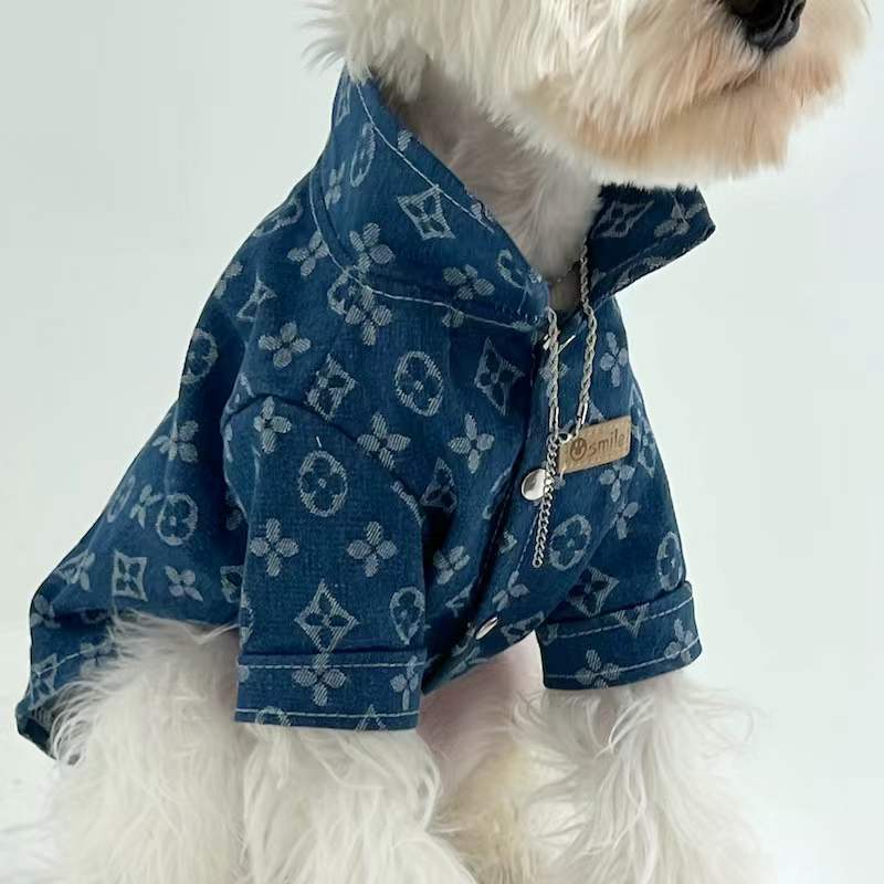Pet clothes for large dogs, Golden Retrievers, Giant Poodles, Samoyeds, Teddy Bears, Bichons, Pomeranians, autumn and winter thick trendy denim clothes