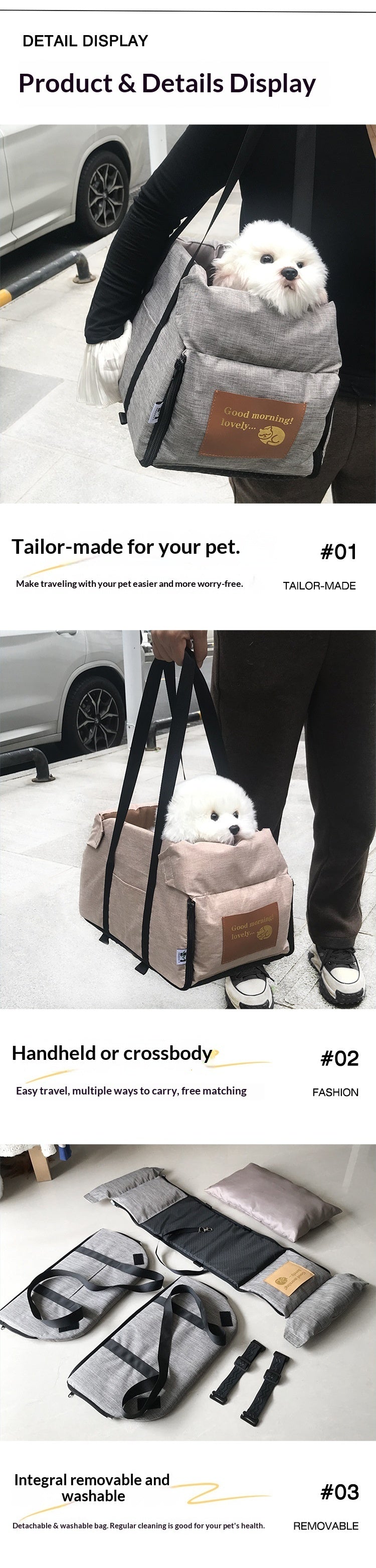 Pet car dog bed pad all-season universal multi-function cat bed travel outdoor travel bag portable pet bag