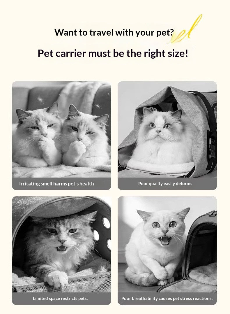 Lightweight, breathable, portable pet carrier/slingback bag/foldable cat bag/cat carrier for easy carrying when out and about.