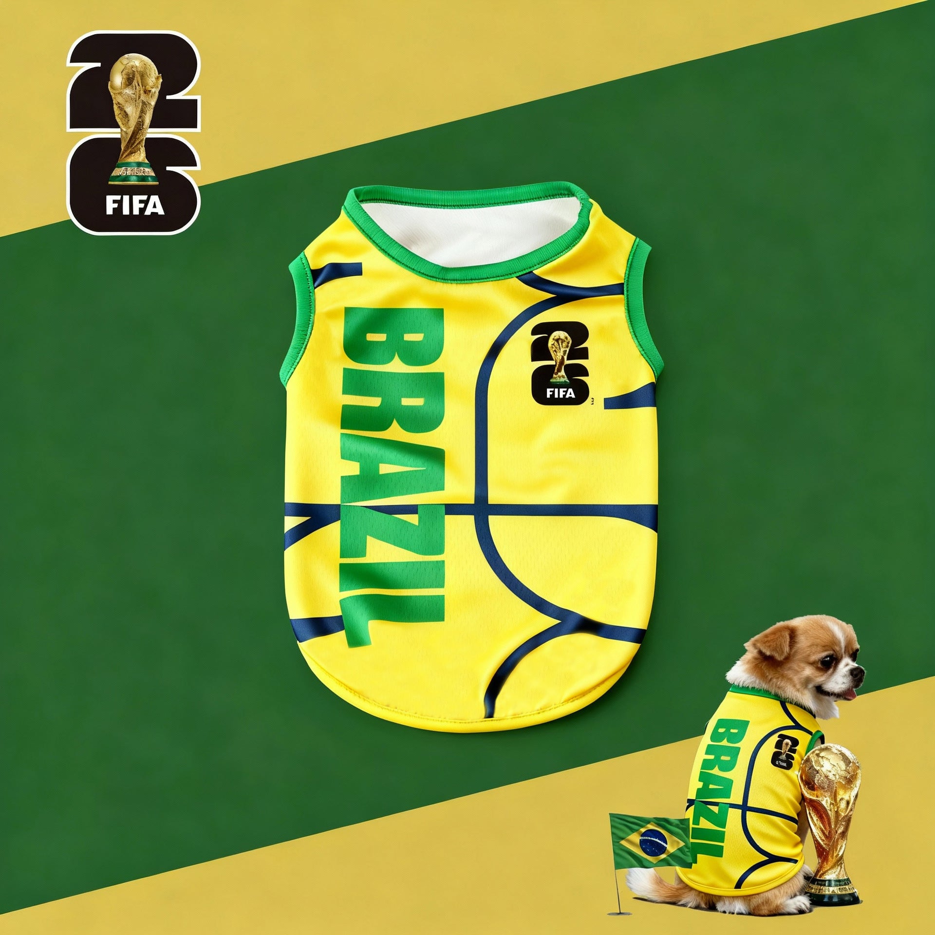 FIFA officially licensed pet supplies, comfortable dog clothes and T-shirts in various sizes from different countries to support the World Cup