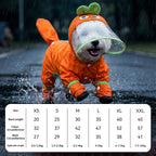 Rainy day four-legged waterproof 3D dinosaur tail dog Teddy dog raincoat medium and large dog Golden Retriever pet raincoat
