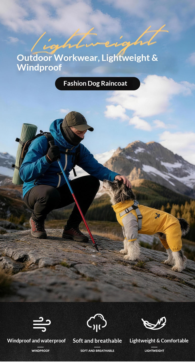 Waterproof raincoat for dogs, four-legged, full-coverage, suitable for large Golden Retrievers, outdoor use, and to protect pets from dirt