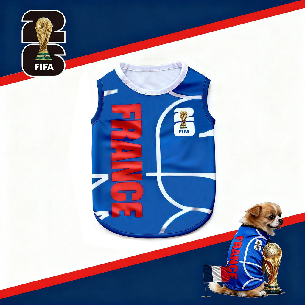 FIFA officially licensed pet supplies, comfortable dog clothes and T-shirts in various sizes from different countries to support the World Cup