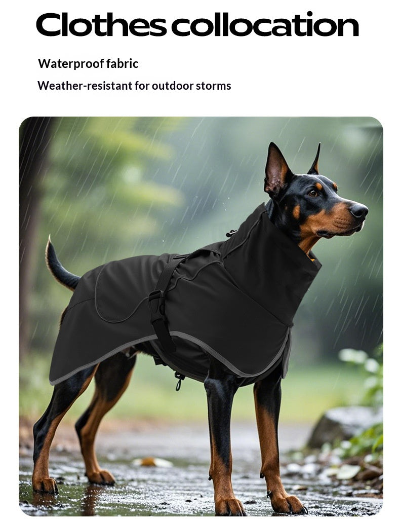 Cross-border dog clothing, pet windbreaker, waterproof and rainproof outdoor clothing for medium and large dogs, rain or shine