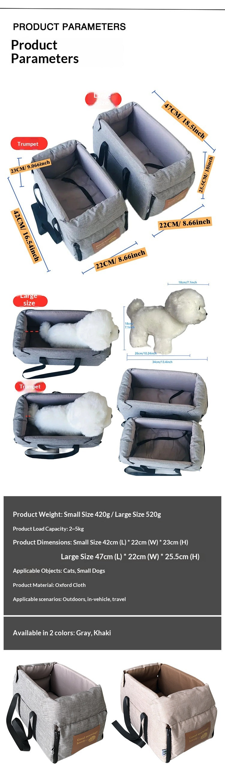 Pet car dog bed pad all-season universal multi-function cat bed travel outdoor travel bag portable pet bag