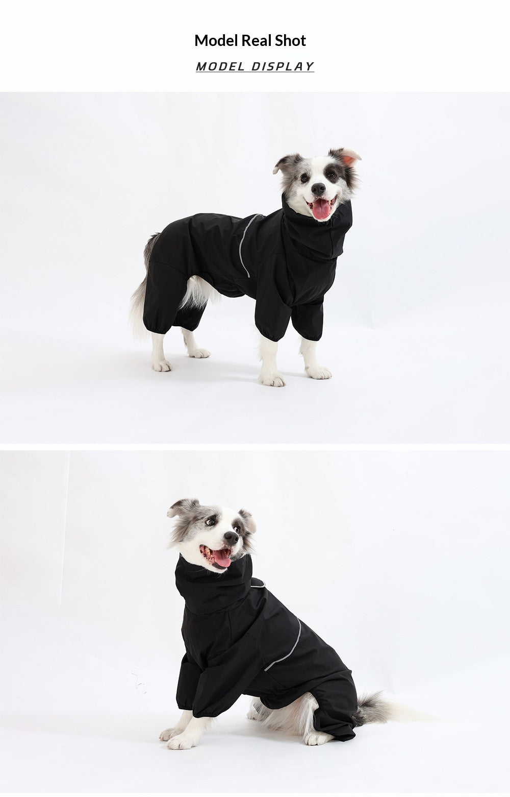 Cross-border medium and large dog breeds Border Collie Labrador Shiba Inu four-legged jacket, waterproof and windproof dog clothes, raincoat