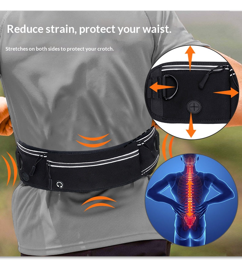 Cross-border explosion-proof running dog leash, nylon reflective multi-functional stretchable sports waist bag, pet leash