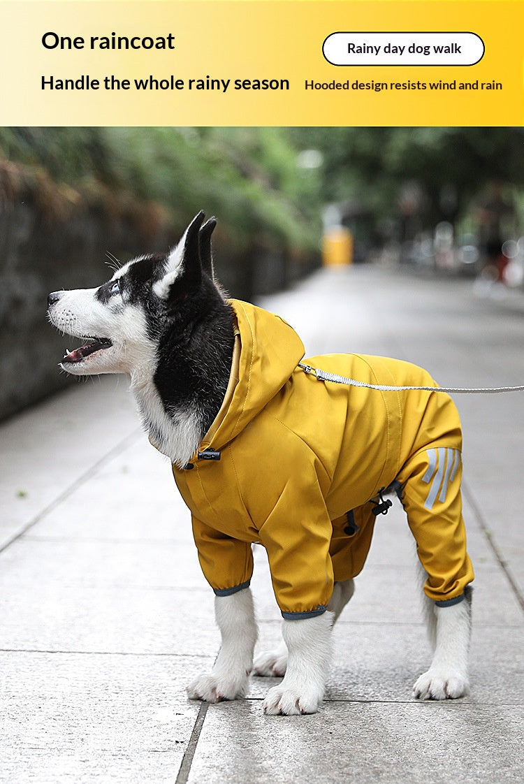 Full-coverage waterproof raincoat for dogs, including Teddy, Pomeranian, and small/medium-sized breeds like Bichon Frise.