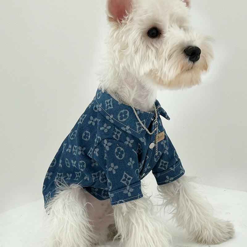 Pet clothes for large dogs, Golden Retrievers, Giant Poodles, Samoyeds, Teddy Bears, Bichons, Pomeranians, autumn and winter thick trendy denim clothes