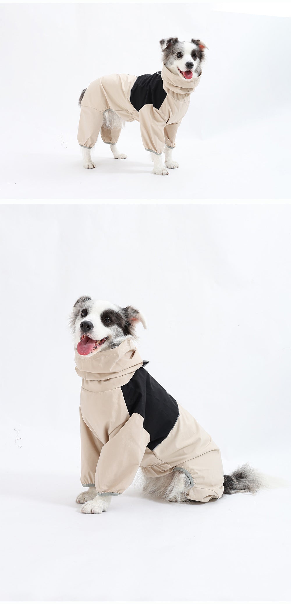 Cross-border medium and large dog breeds Border Collie Labrador Shiba Inu four-legged jacket, waterproof and windproof dog clothes, raincoat