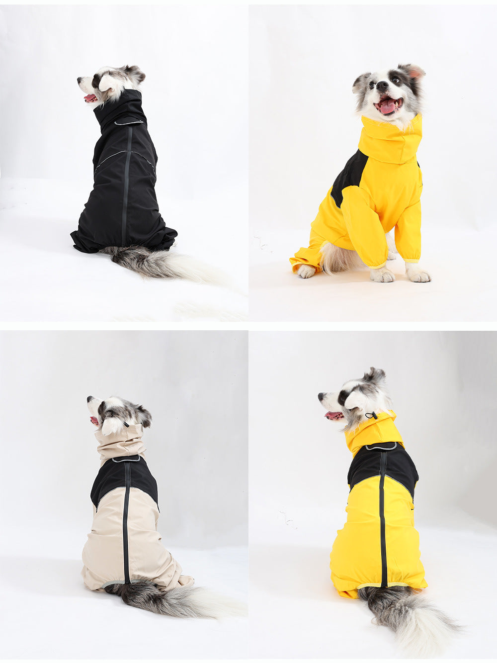 Cross-border medium and large dog breeds Border Collie Labrador Shiba Inu four-legged jacket, waterproof and windproof dog clothes, raincoat