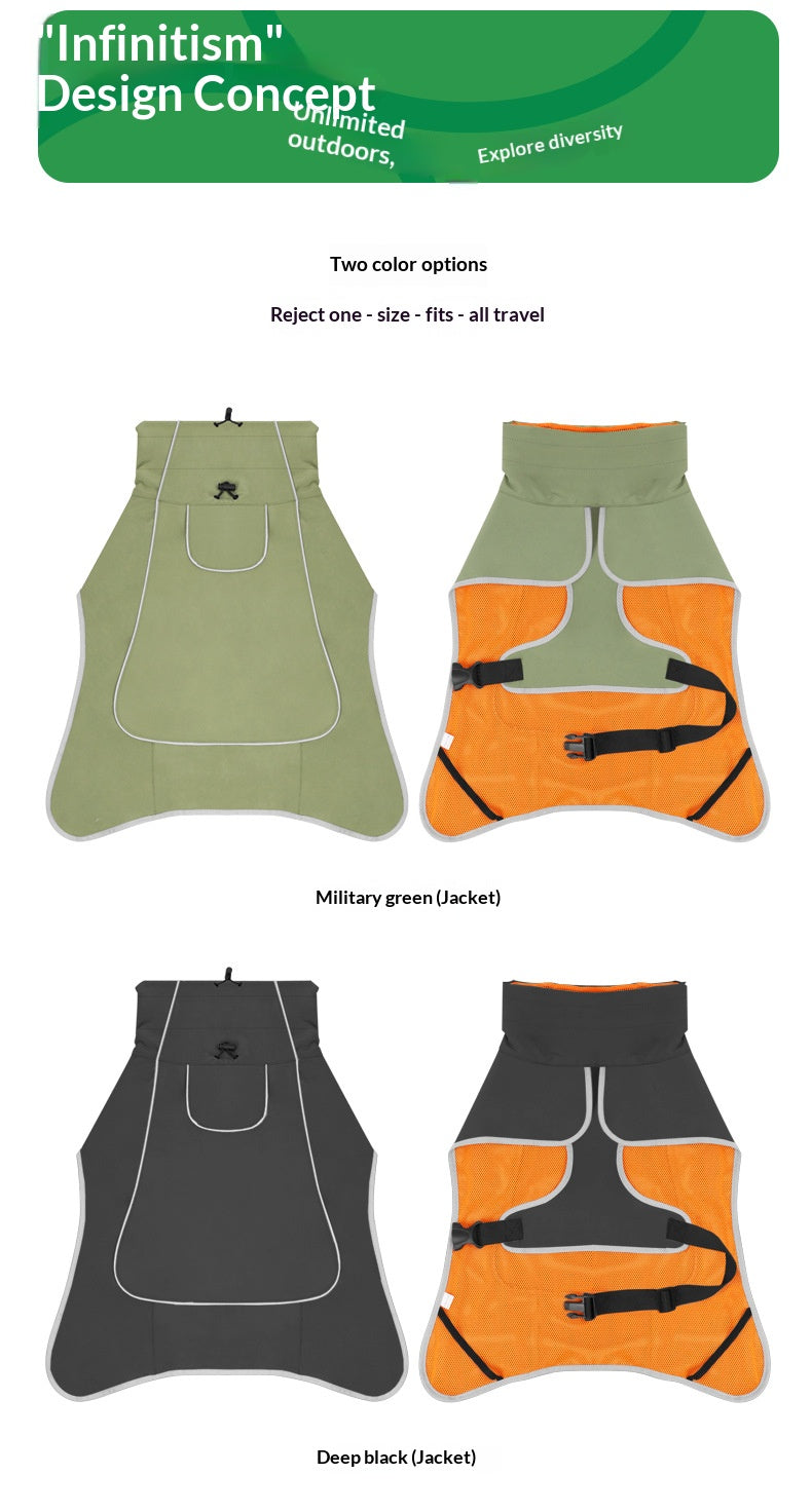 Cross-border dog clothing, pet windbreaker, waterproof and rainproof outdoor clothing for medium and large dogs, rain or shine
