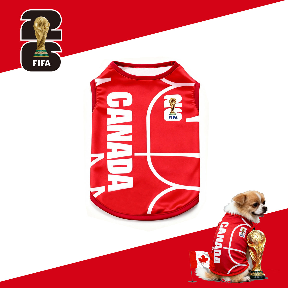 FIFA officially licensed pet supplies, comfortable dog clothes and T-shirts in various sizes from different countries to support the World Cup