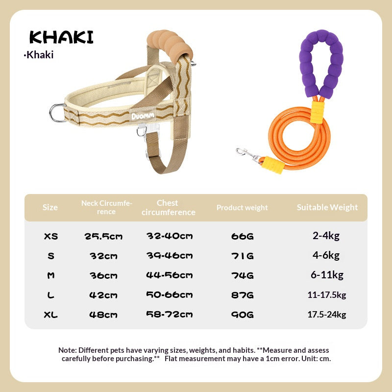 Durable T-shaped comfortable dog leash, dog harness, vest, pet walking leash for small and medium-sized dogs