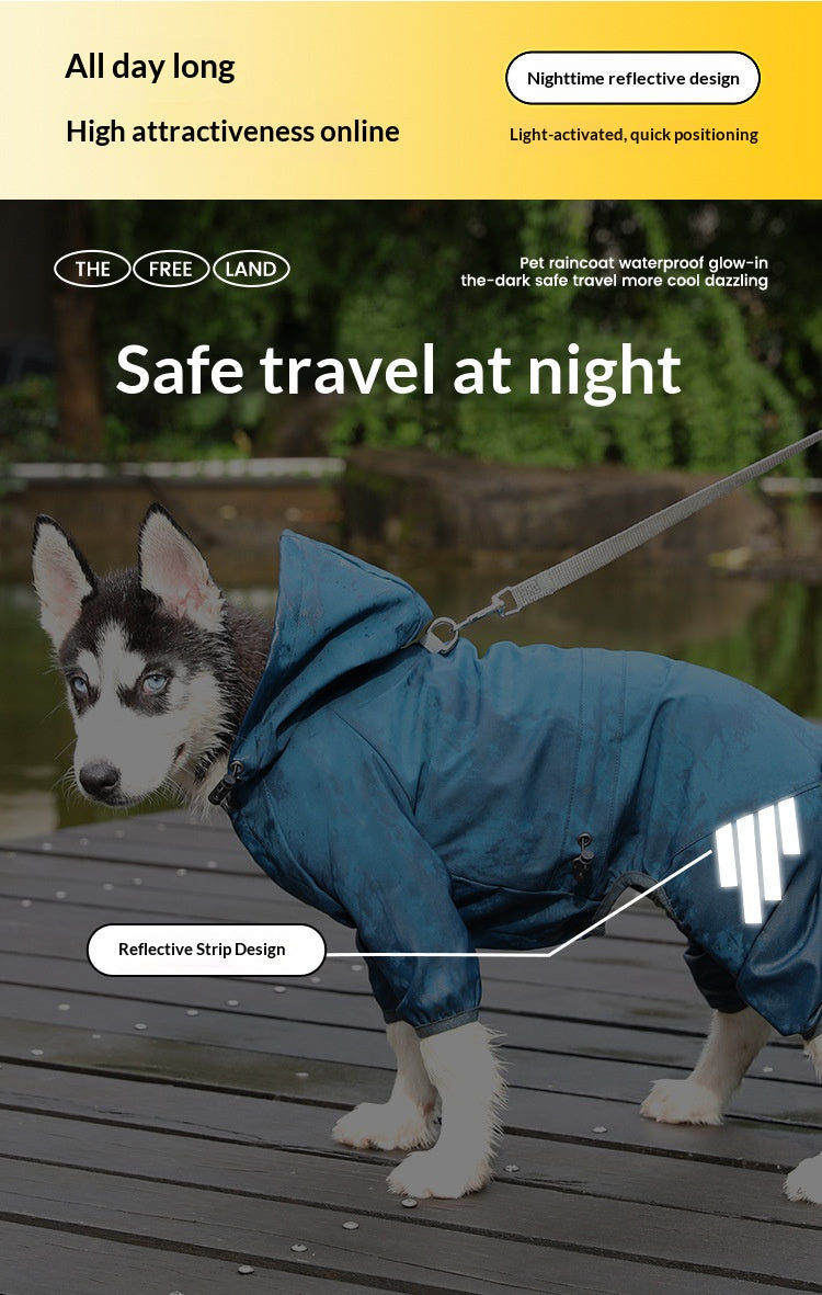 Full-coverage waterproof raincoat for dogs, including Teddy, Pomeranian, and small/medium-sized breeds like Bichon Frise.
