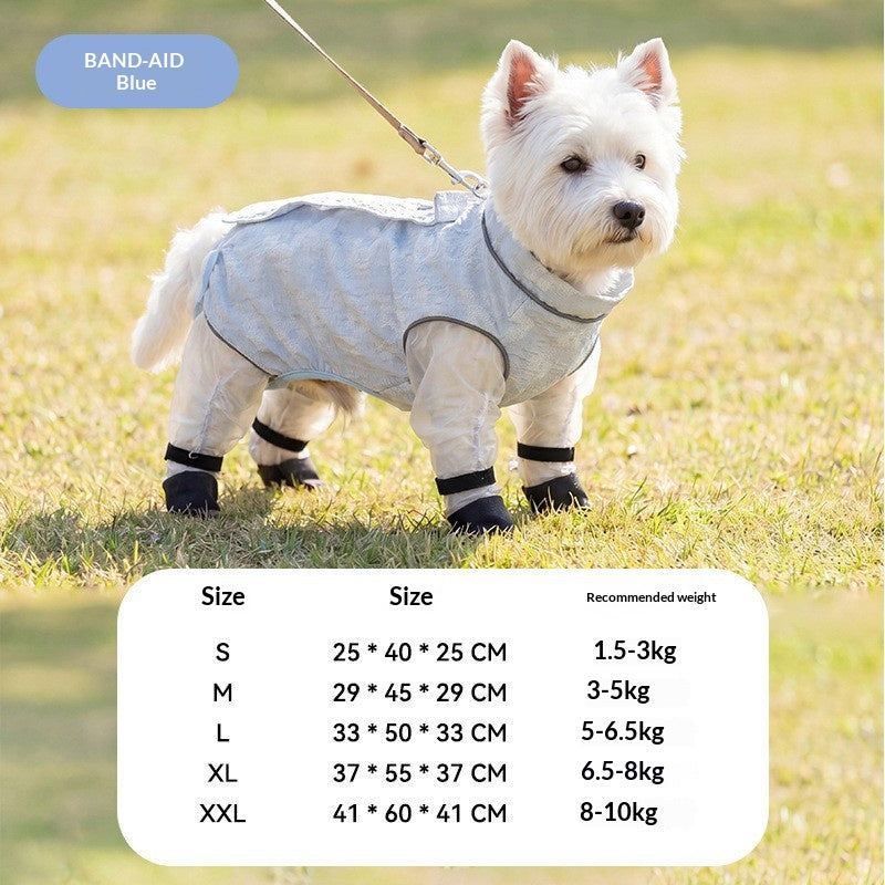 Dog dustproof pants, plaid leash, spring/summer, full-coverage, footed, outdoor, dirt-proof, waterproof pet clothing