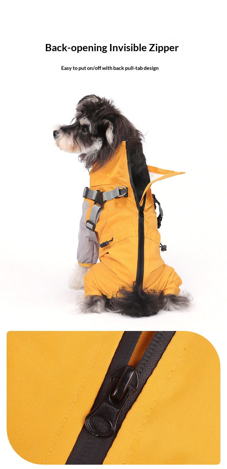 Waterproof raincoat for dogs, four-legged, full-coverage, suitable for large Golden Retrievers, outdoor use, and to protect pets from dirt