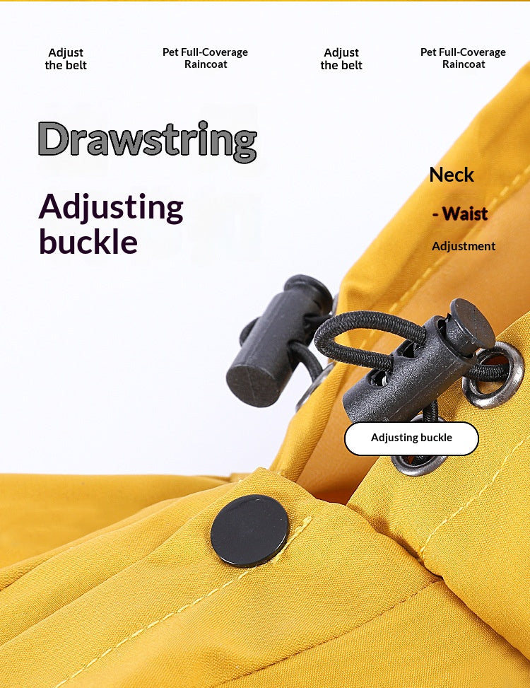 Full-coverage waterproof raincoat for dogs, including Teddy, Pomeranian, and small/medium-sized breeds like Bichon Frise.