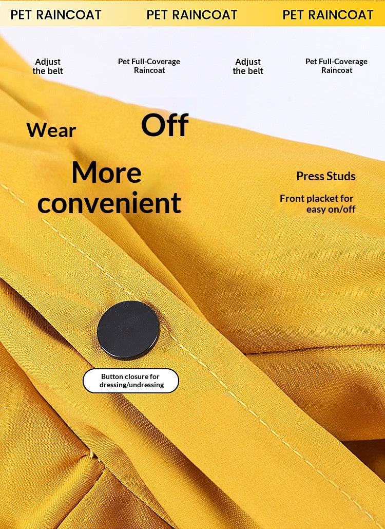 Full-coverage waterproof raincoat for dogs, including Teddy, Pomeranian, and small/medium-sized breeds like Bichon Frise.