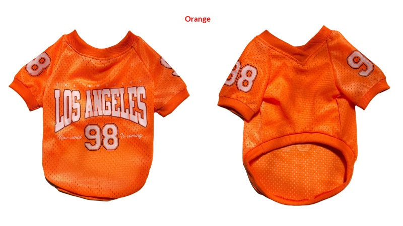 2025 New American Style Pet Clothing: Breathable Mesh Thin Dog T-Shirt for Teddy, Corgi, and Schnauzer - Cooling Style