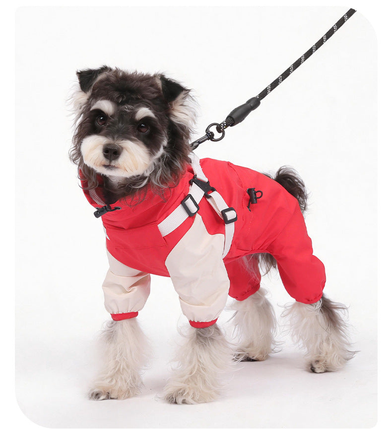Waterproof raincoat for dogs, four-legged, full-coverage, suitable for large Golden Retrievers, outdoor use, and to protect pets from dirt
