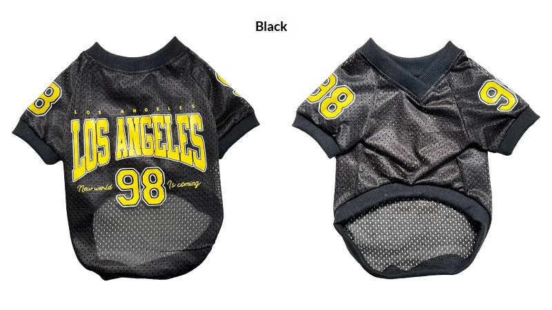 2025 New American Style Pet Clothing: Breathable Mesh Thin Dog T-Shirt for Teddy, Corgi, and Schnauzer - Cooling Style