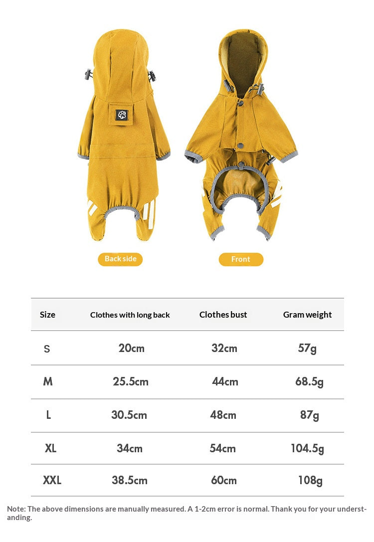 Full-coverage waterproof raincoat for dogs, including Teddy, Pomeranian, and small/medium-sized breeds like Bichon Frise.