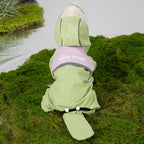 Rainy day four-legged waterproof 3D dinosaur tail dog Teddy dog raincoat medium and large dog Golden Retriever pet raincoat