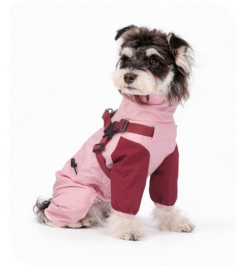 Waterproof raincoat for dogs, four-legged, full-coverage, suitable for large Golden Retrievers, outdoor use, and to protect pets from dirt