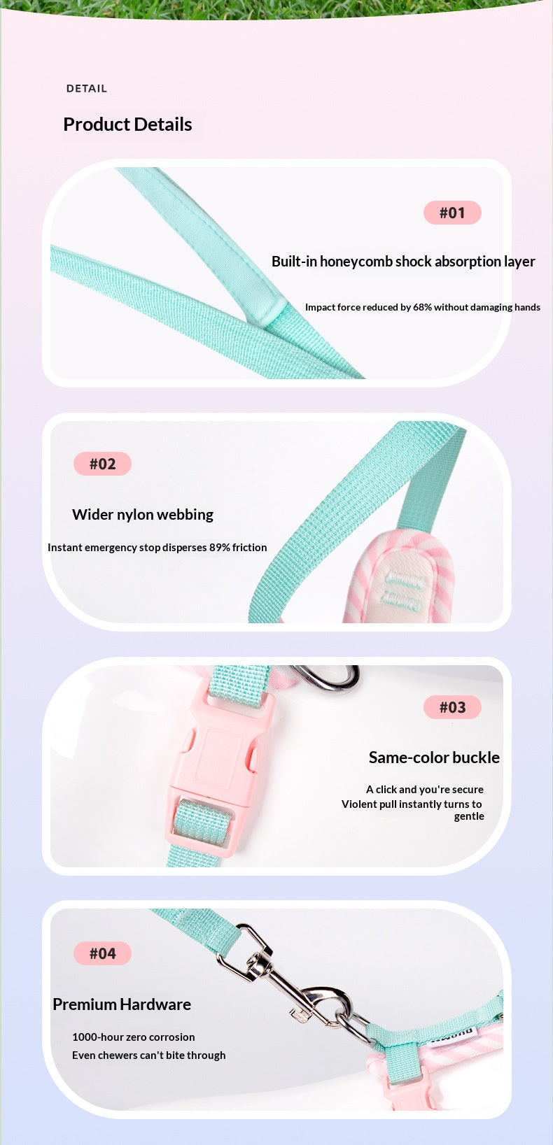 Pet vest-style harness, small dog leash, anti-escape, cute dog rope, small and medium-sized dog leash