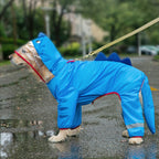Rainy day four-legged waterproof 3D dinosaur tail dog Teddy dog raincoat medium and large dog Golden Retriever pet raincoat