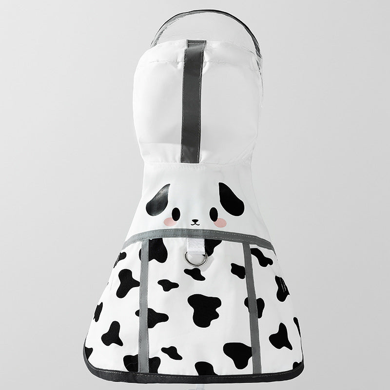 Rainy day four-legged waterproof 3D dinosaur tail dog Teddy dog raincoat medium and large dog Golden Retriever pet raincoat