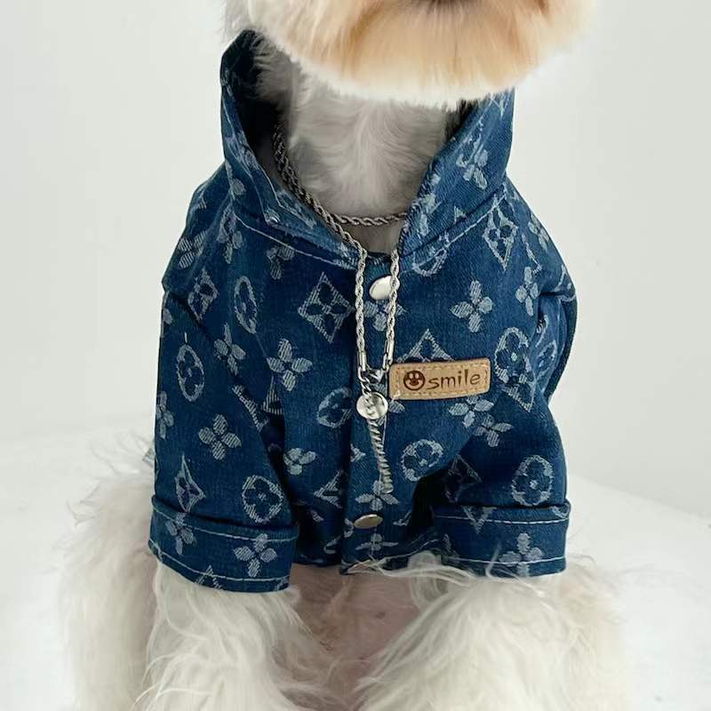 Pet clothes for large dogs, Golden Retrievers, Giant Poodles, Samoyeds, Teddy Bears, Bichons, Pomeranians, autumn and winter thick trendy denim clothes