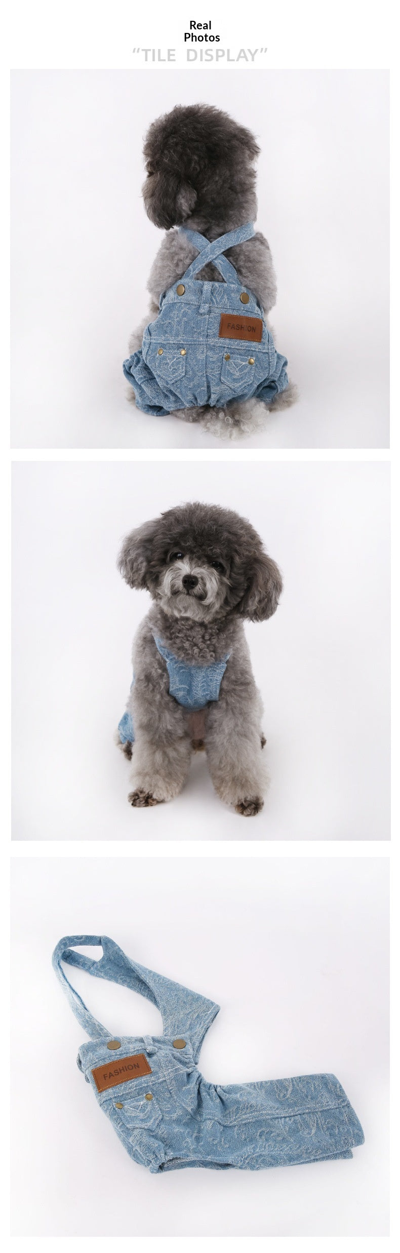 New Jacquard Denim Overalls for Schnauzers, Teddy Bears, and Bichon Frises