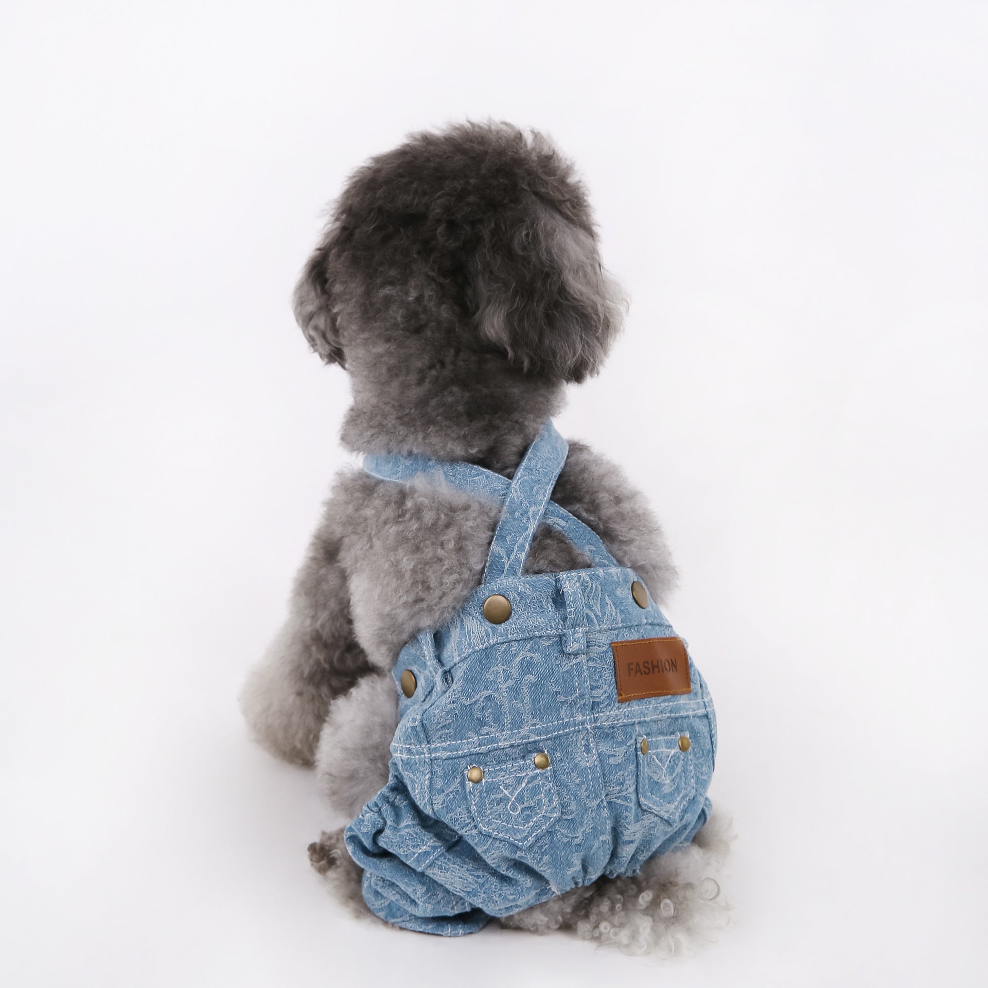 New Jacquard Denim Overalls for Schnauzers, Teddy Bears, and Bichon Frises