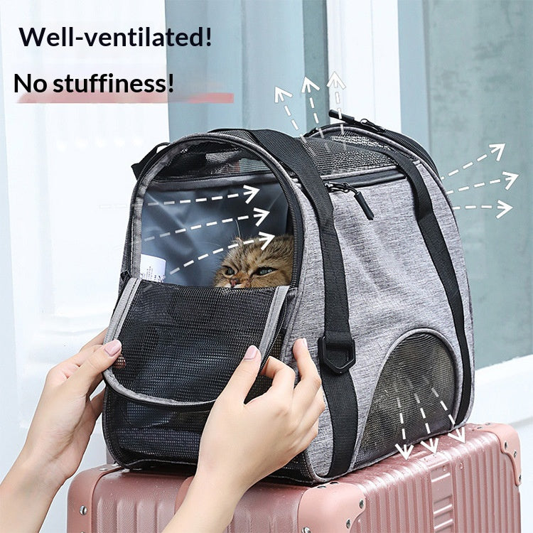 Lightweight, breathable, portable pet carrier/slingback bag/foldable cat bag/cat carrier for easy carrying when out and about.