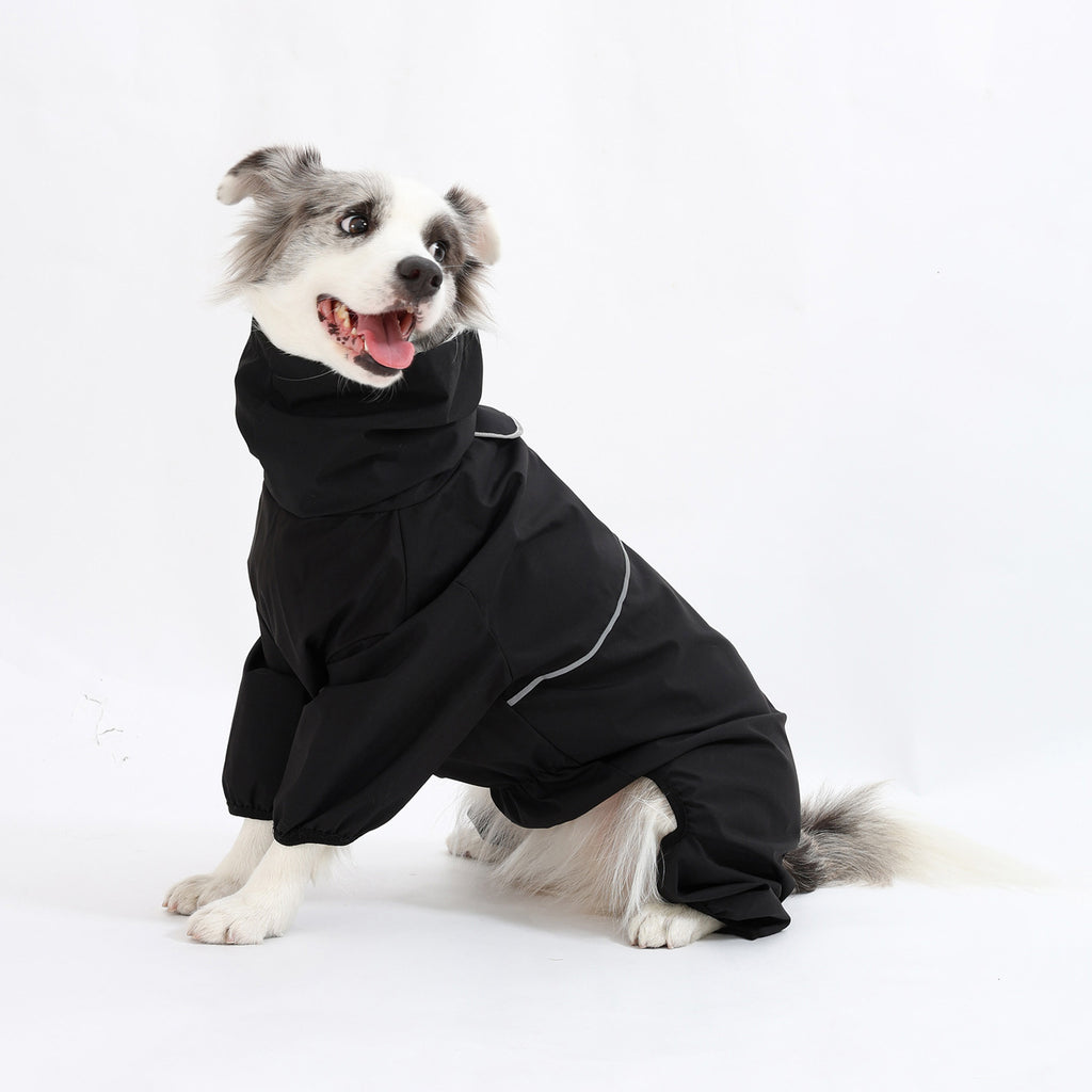 Cross-border medium and large dog breeds Border Collie Labrador Shiba Inu four-legged jacket, waterproof and windproof dog clothes, raincoat