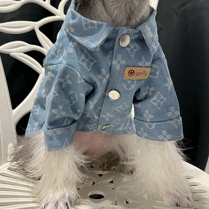 Pet clothes for large dogs, Golden Retrievers, Giant Poodles, Samoyeds, Teddy Bears, Bichons, Pomeranians, autumn and winter thick trendy denim clothes