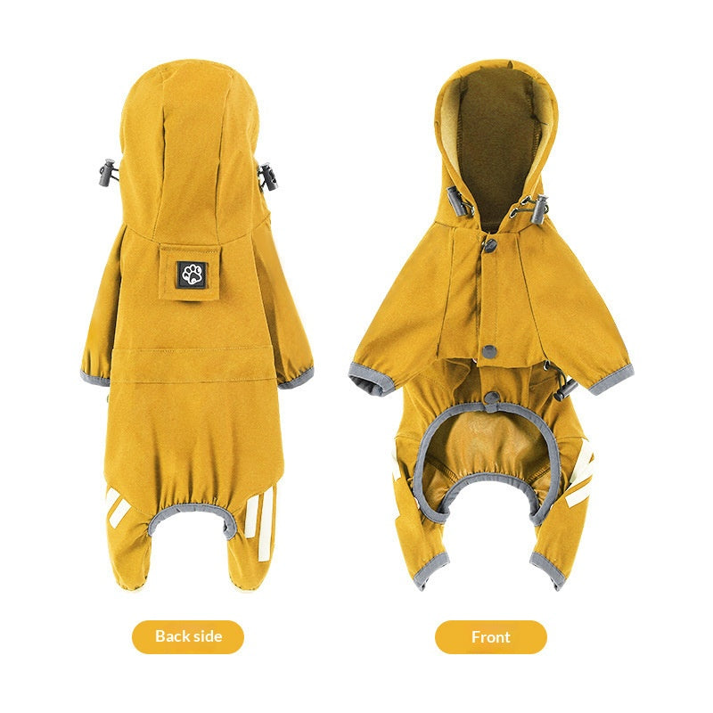 Full-coverage waterproof raincoat for dogs, including Teddy, Pomeranian, and small/medium-sized breeds like Bichon Frise.