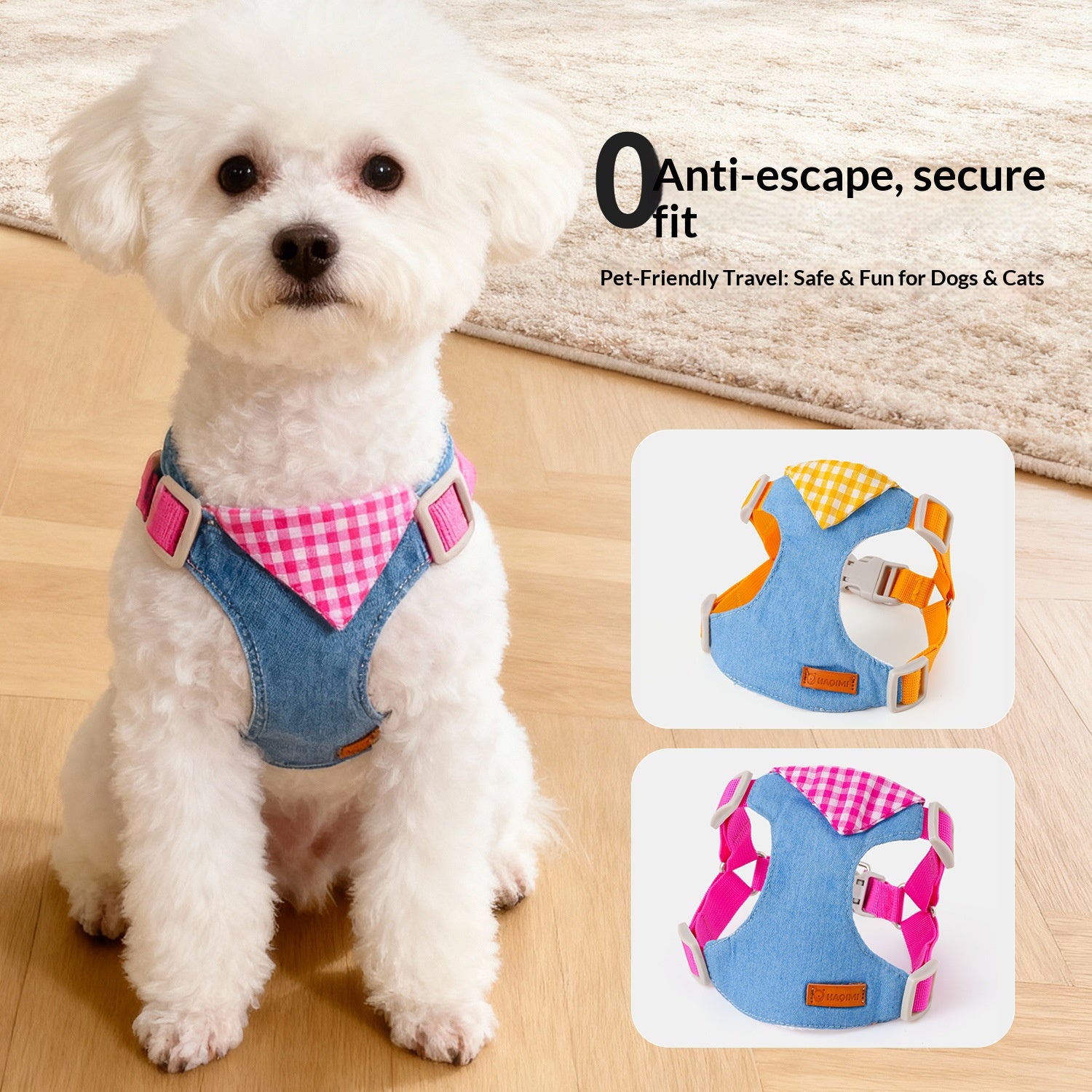 Dog leash, harness, vest style, for small dogs like Bichon Frise and Pomeranian, pet harness, dog leash, pet supplies