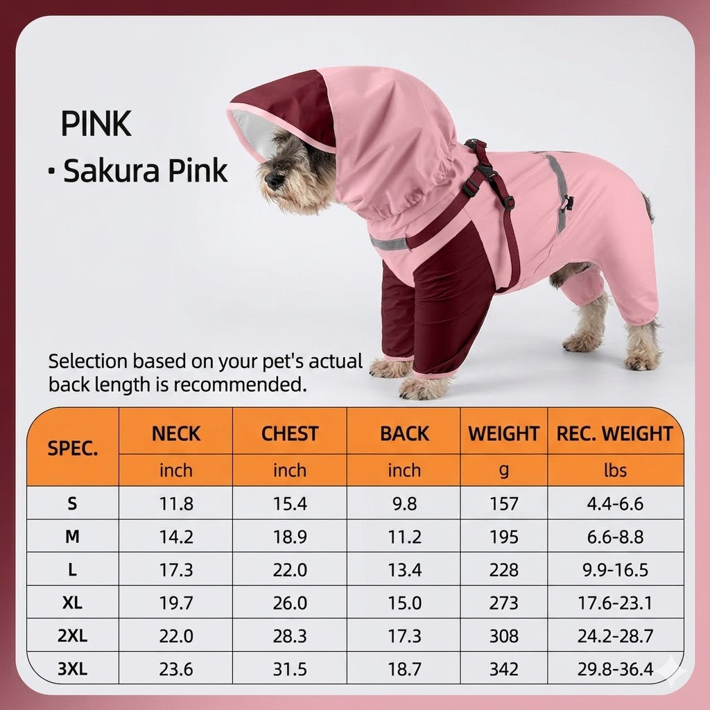 Waterproof raincoat for dogs, four-legged, full-coverage, suitable for large Golden Retrievers, outdoor use, and to protect pets from dirt