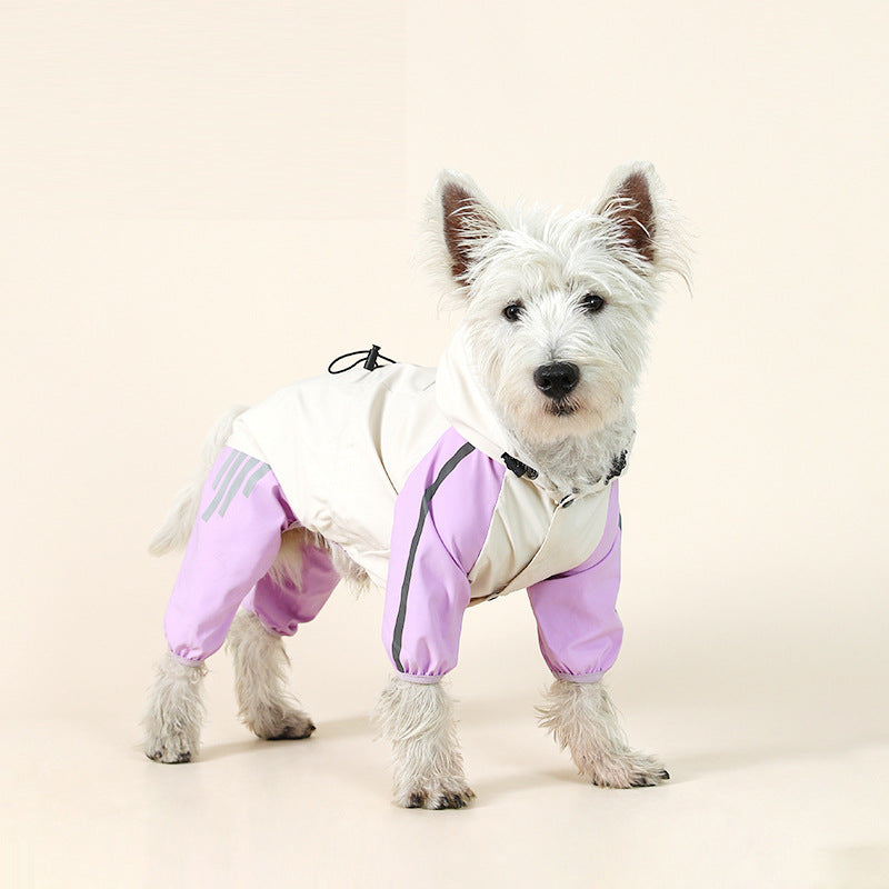 Full-coverage waterproof raincoat for dogs, including Teddy, Pomeranian, and small/medium-sized breeds like Bichon Frise.